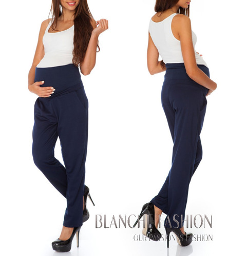 Pregnancy Maternity Stretchy Jersey Pants for Pregnant Mums Navy Blue